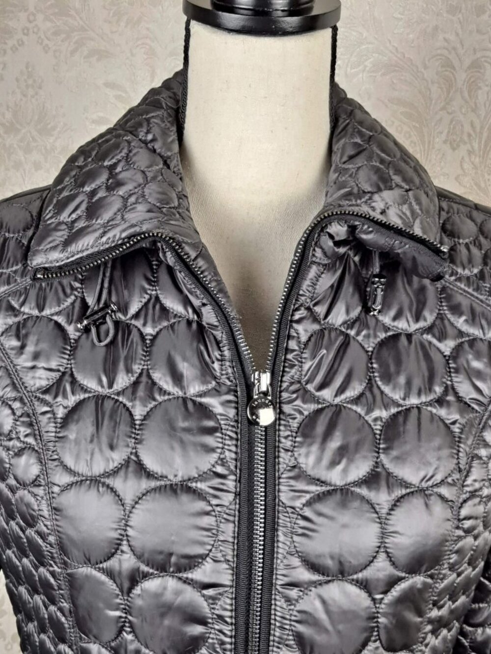 Laundry by Shelli Segal Size Small Black Puffer Coat Mid-Length Zip Front Pocket - Picture 10 of 15